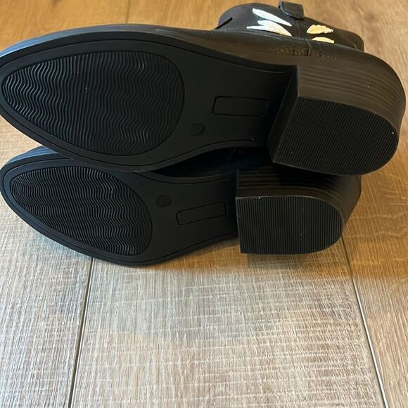 New Anthropologie x BC Cowpoke Footwear Vegan Western Ankle Boots Black US 7 - Picture 6 of 10